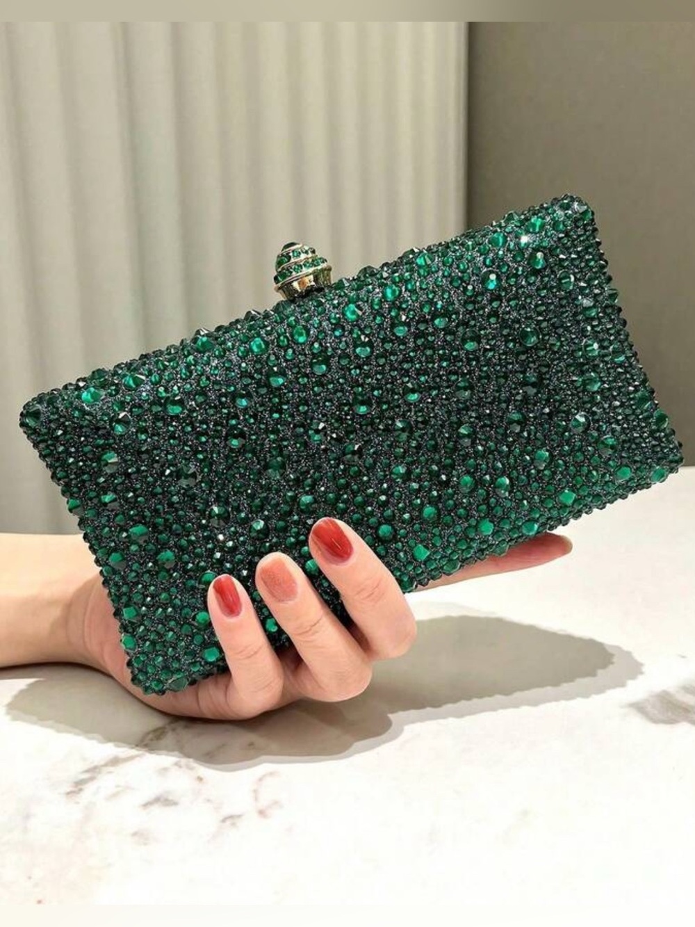 Emerald Crystal Evening Clutch - Green